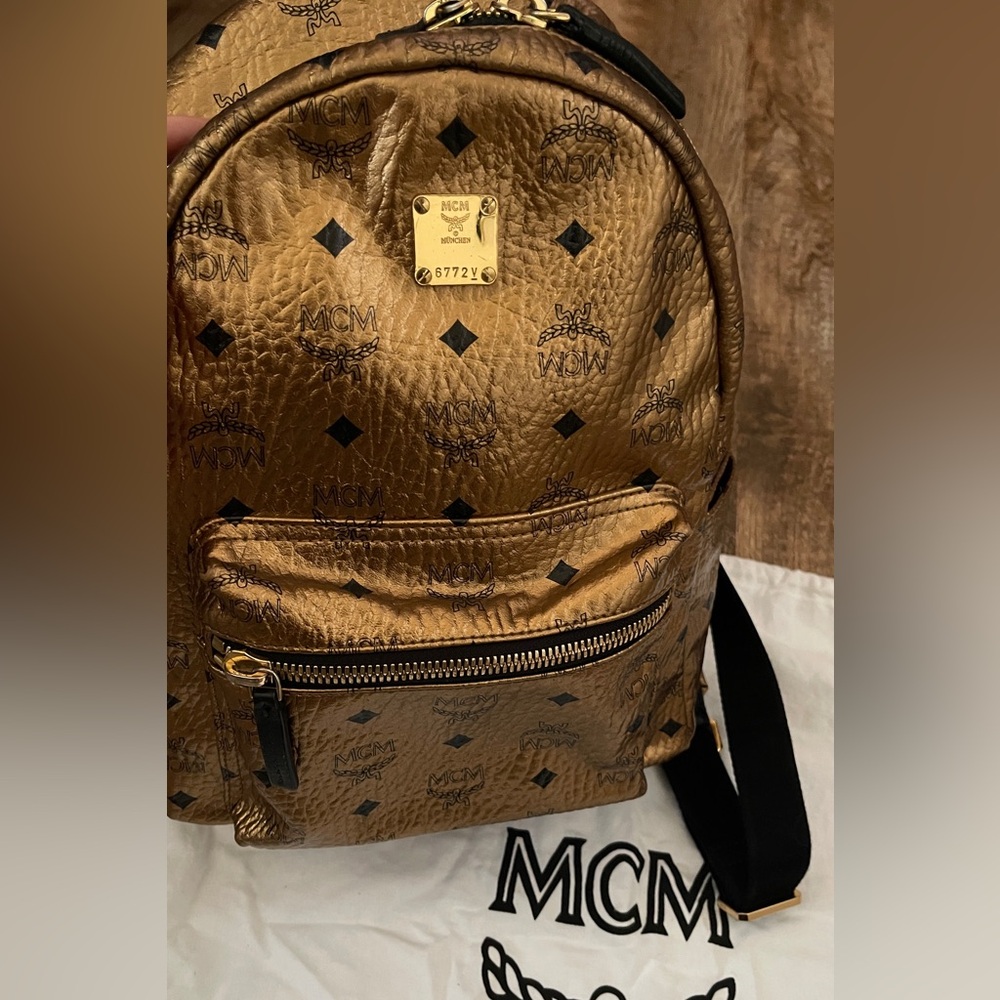 Mcm Gold Small Backpack - image 3